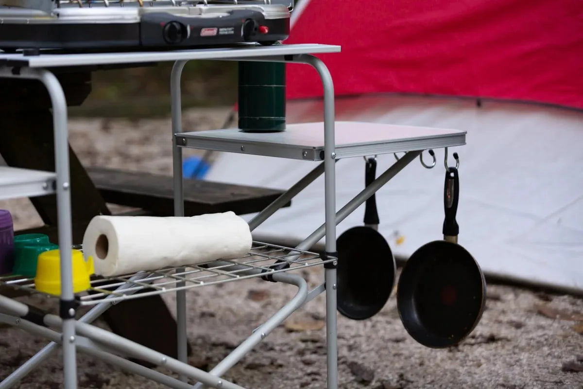 Ozark Trail Camp Kitchen Cooking Stand with Three Table Tops