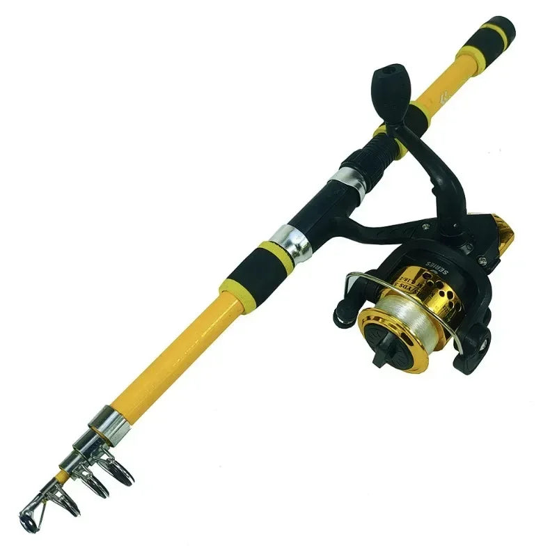 Spinning Fishing Rod and Reel Combo1.8M Telescopic Rod with 5.2:1 3BB Reel Max Drag 5kg Full Fishing Kit  Fishing Set