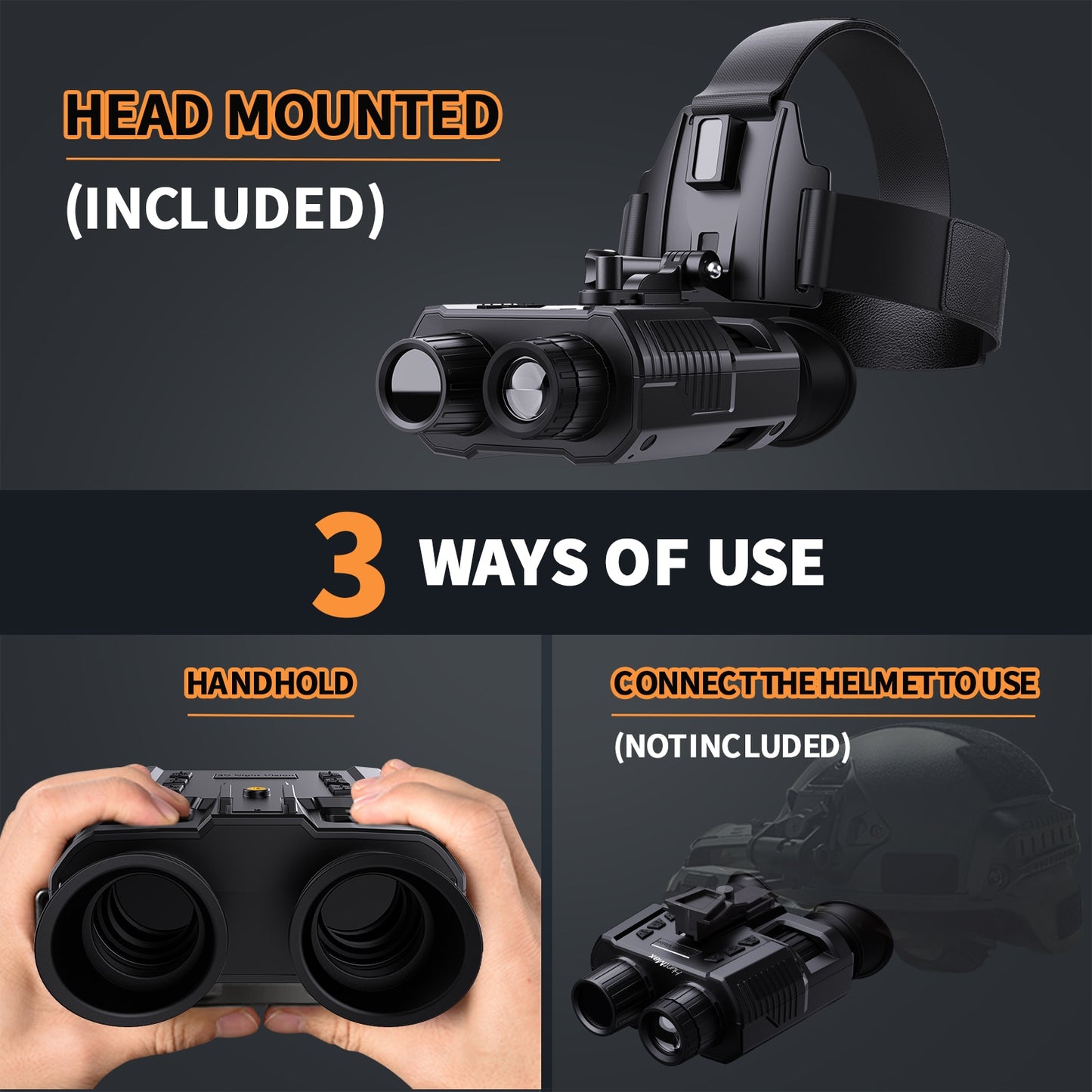 Night Vision Binoculars Goggles NV8000 Infrared Digital Head Mount Built-in Battery Rechargeable