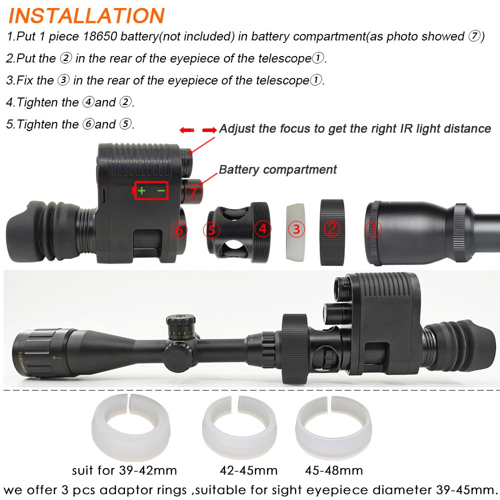 3 Night Vision Rifle Scope HD720P Video Record Photo Taking NV007 Hunting Optical Sight Camera 850nm Laser Infrared IR