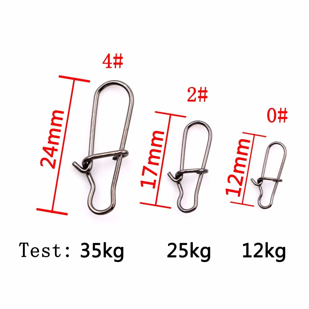 100pcs Hooked Snap Pin Stainless Steel Swivel Safety Snaps