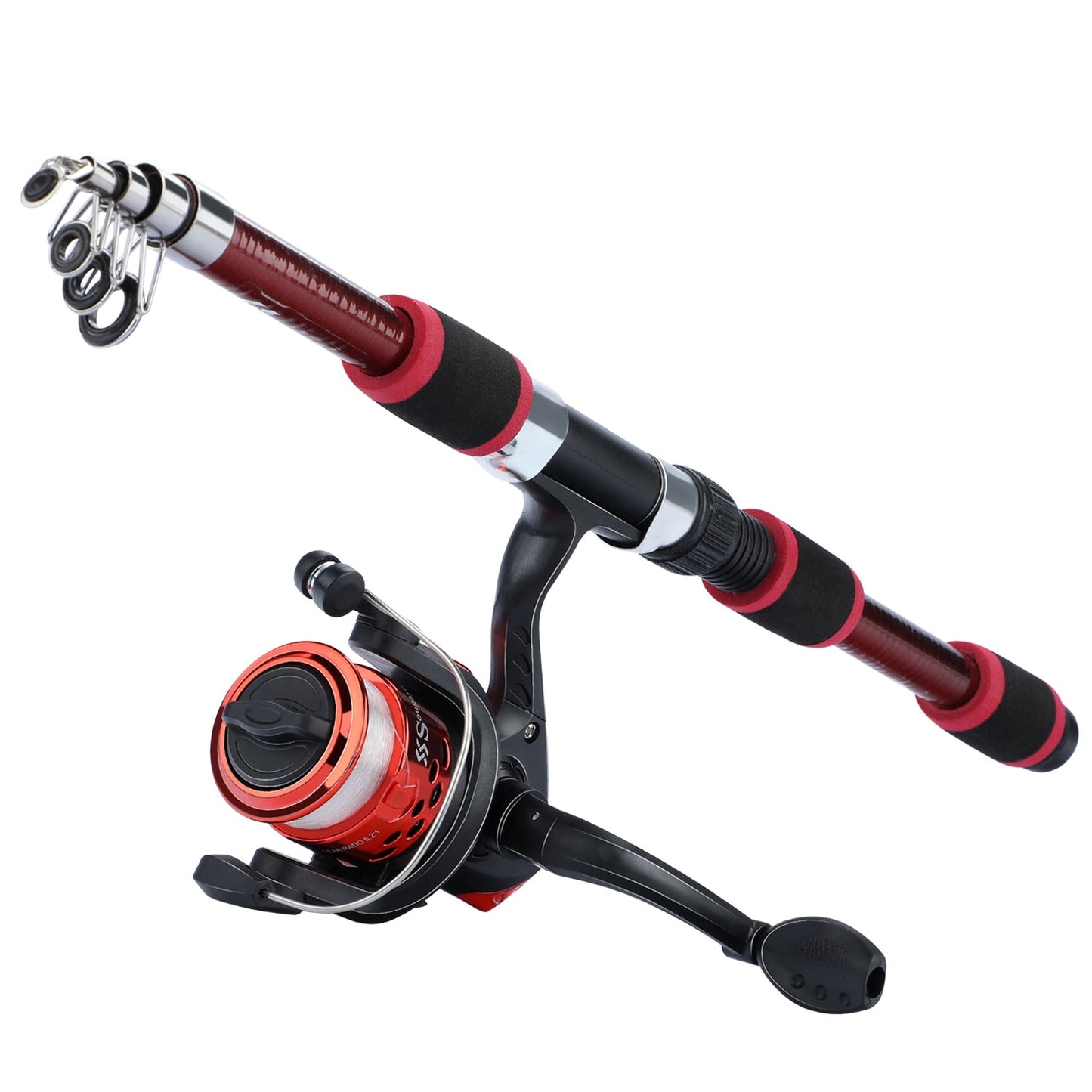 Spinning Fishing Rod and Reel Combo1.8M Telescopic Rod with 5.2:1 3BB Fishing
