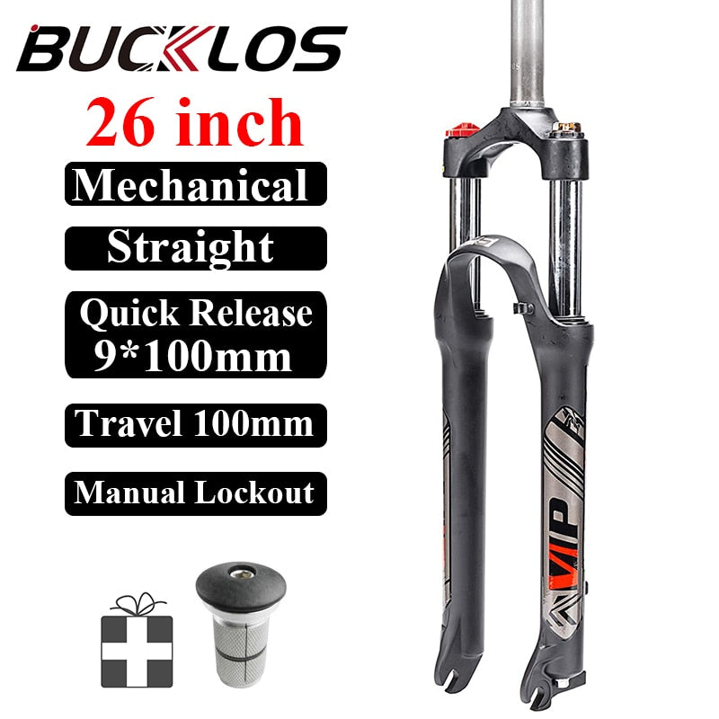 BUCKLOS 26/27.5/29er MTB Fork 120mm 140mm Bicycle Air Suspension Fork Straight/Tapered Mountain Bike Fork Quick Release RL/LO