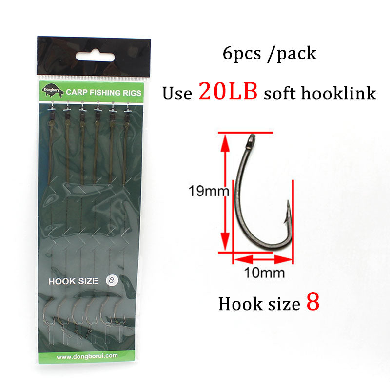 6pcs Ready Made Carp Fishing Hook Size 2#4#6#8 Fishing Tackle Equipment Accessories