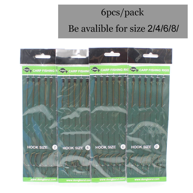 6pcs Ready Made Carp Fishing Hook Size 2#4#6#8 Fishing Tackle Equipment Accessories