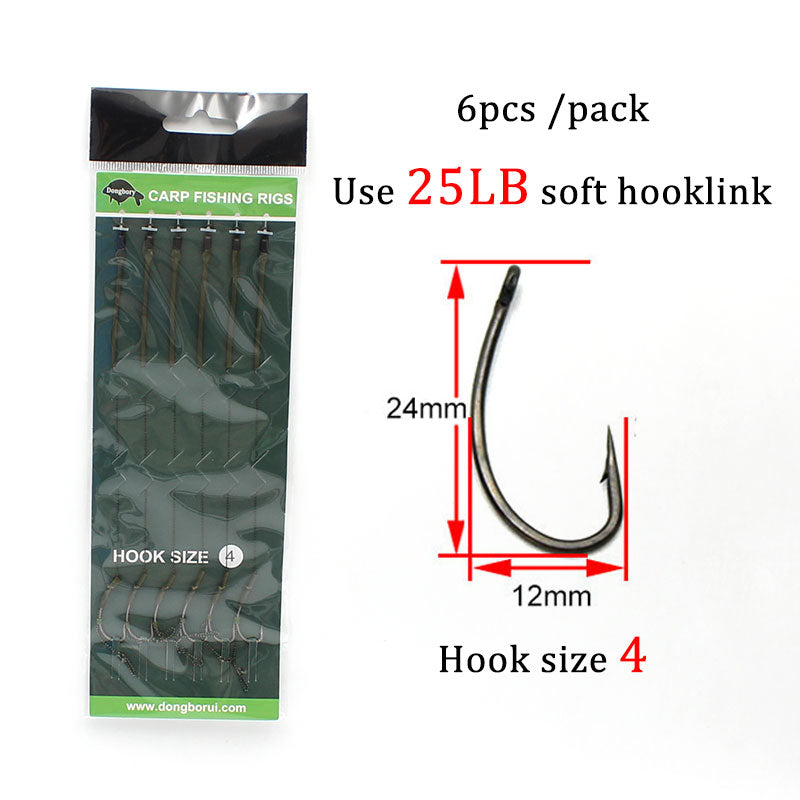 6pcs Ready Made Carp Fishing Hook Size 2#4#6#8 Fishing Tackle Equipment Accessories