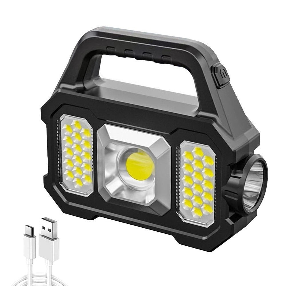500LM USB Rechargeable Waterproof 6 Gear COB/LED Torch Light Portable Powerful Lantern Solar Light .