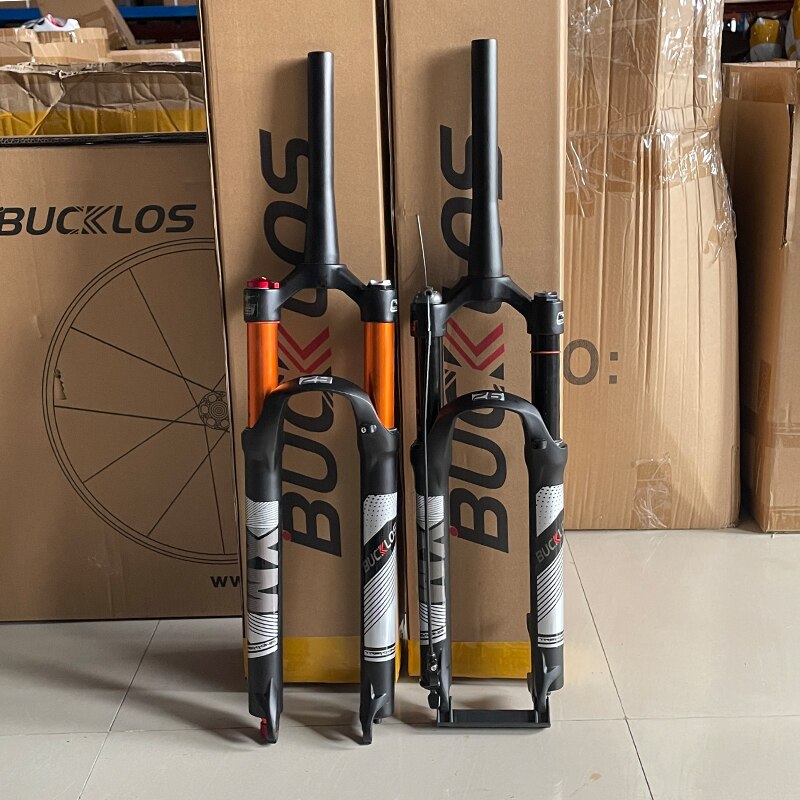 BUCKLOS 26/27.5/29er MTB Fork 120mm 140mm Bicycle Air Suspension Fork Straight/Tapered Mountain Bike Fork Quick Release RL/LO