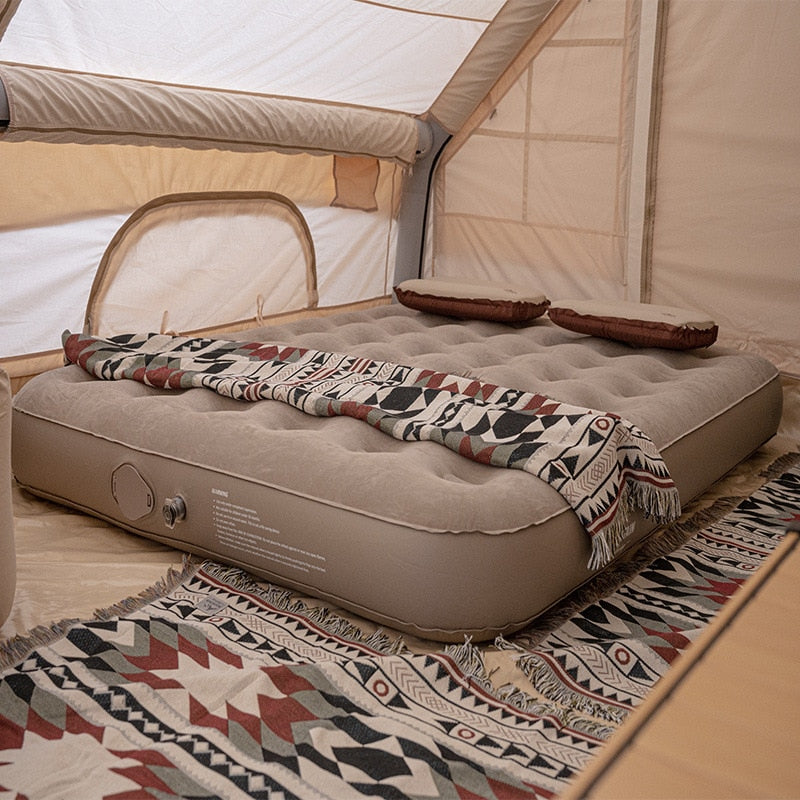 Double Sleeping Pad Portable Camping Mat Inflatable Air Mattress Outdoor Hiking Trekking Picnic Sleeping Mat With Air Pump