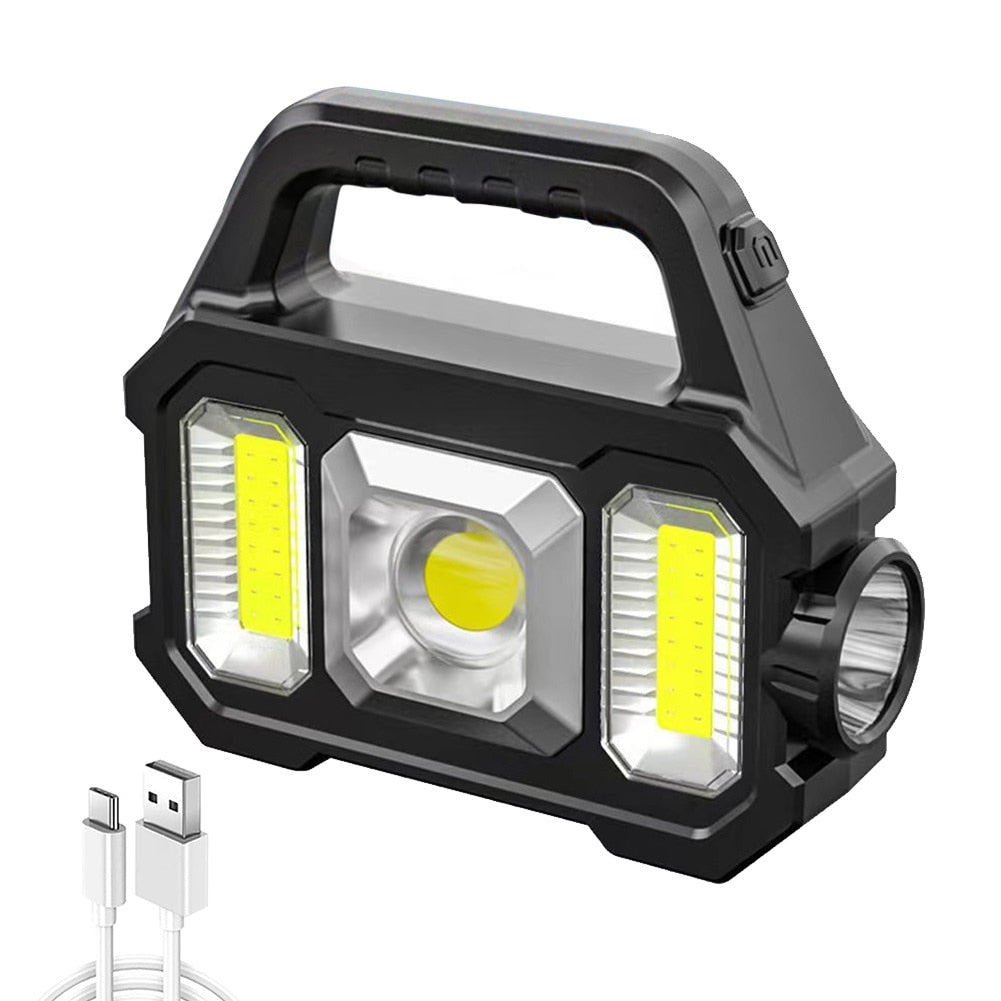500LM USB Rechargeable Waterproof 6 Gear COB/LED Torch Light Portable Powerful Lantern Solar Light .