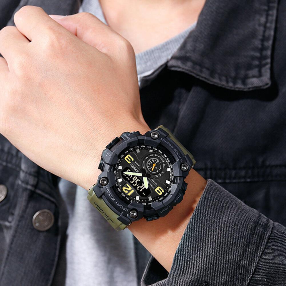 Mens Army Watch With Compass Quartz Military look LED Digital Waterproof Relogio Masculino