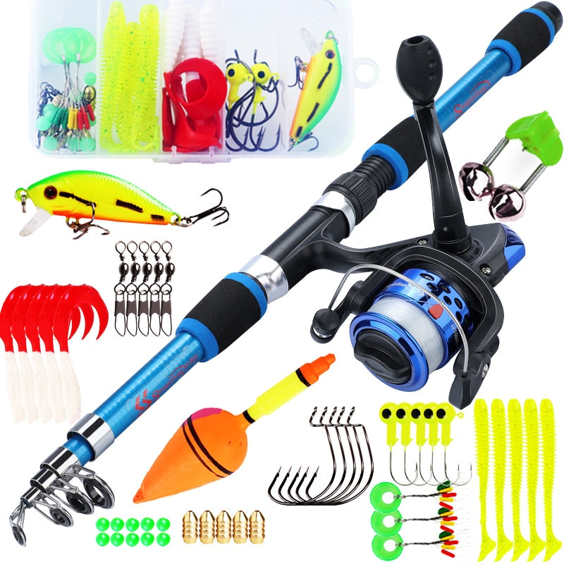 Spinning Fishing Rod and Reel Combo1.8M Telescopic Rod with 5.2:1 3BB Fishing